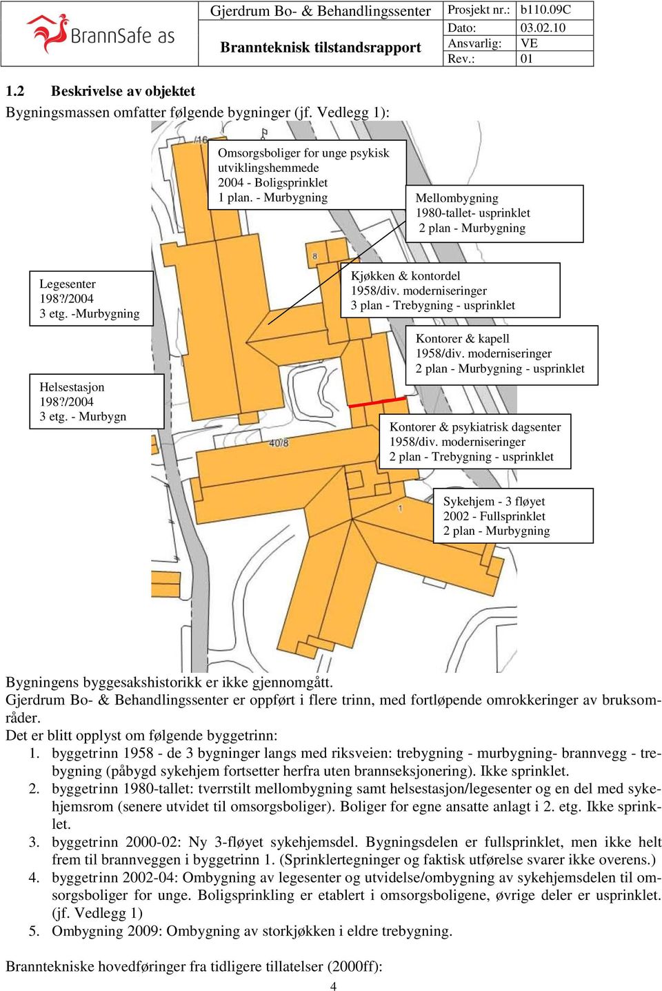 moderniseringer 3 plan - Trebygning - usprinklet Kontorer & kapell 1958/div. moderniseringer 2 plan - Murbygning - usprinklet Kontorer & psykiatrisk dagsenter 1958/div.