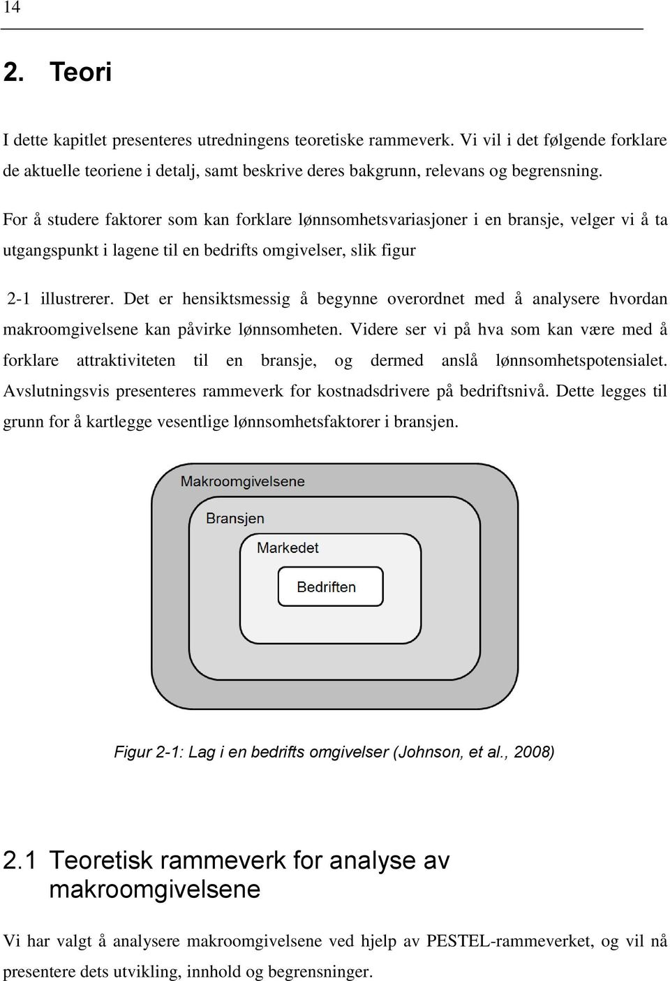 Det er hensiktsmessig å begynne overordnet med å analysere hvordan makroomgivelsene kan påvirke lønnsomheten.