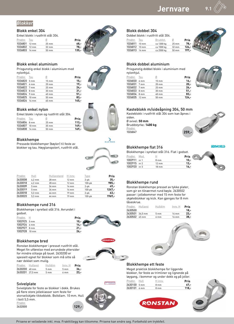 Tau Ø 1026820 5 mm 15 mm 15 1026821 6 mm 20 mm 19 1026822 7 mm 25 mm 24 1026823 8 mm 30 mm 31 1026824 9 mm 40 mm 51 1026825 10 mm 50 mm 83 1026826 14 mm 65 mm 145 Blokk dobbel aluminium gunstig