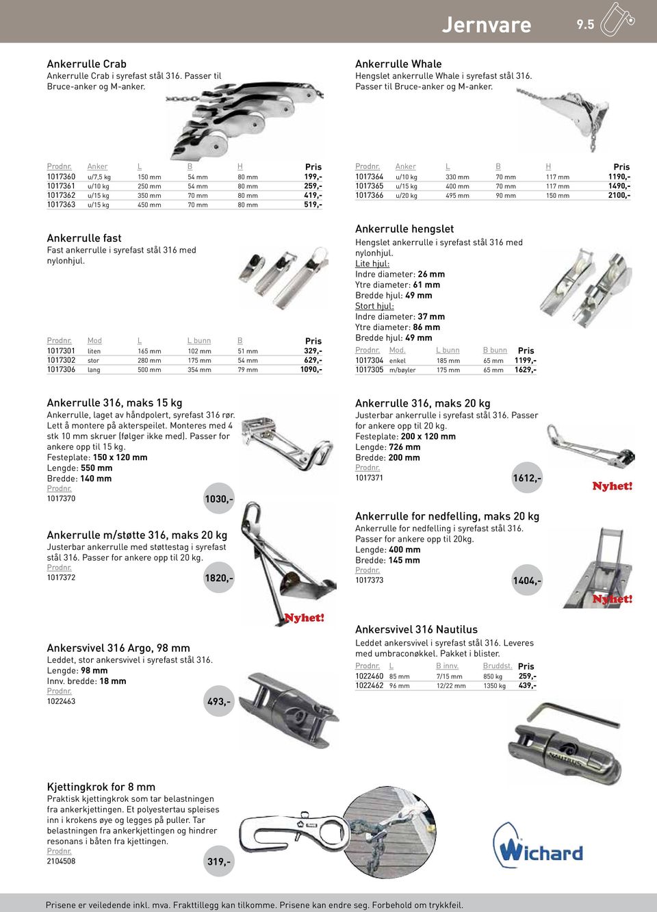 Anker L B H 1017360 u/7,5 kg 150 mm 54 mm 80 mm 199 1017361 u/10 kg 250 mm 54 mm 80 mm 259 1017362 u/15 kg 350 mm 70 mm 80 mm 419 1017363 u/15 kg 450 mm 70 mm 80 mm 519 Ankerrulle fast Fast