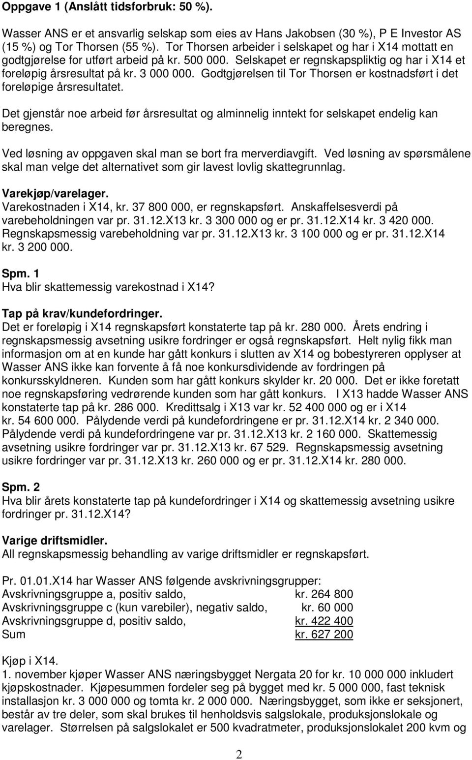 Godtgjørelsen til Tor Thorsen er kostnadsført i det foreløpige årsresultatet. Det gjenstår noe arbeid før årsresultat og alminnelig inntekt for selskapet endelig kan beregnes.