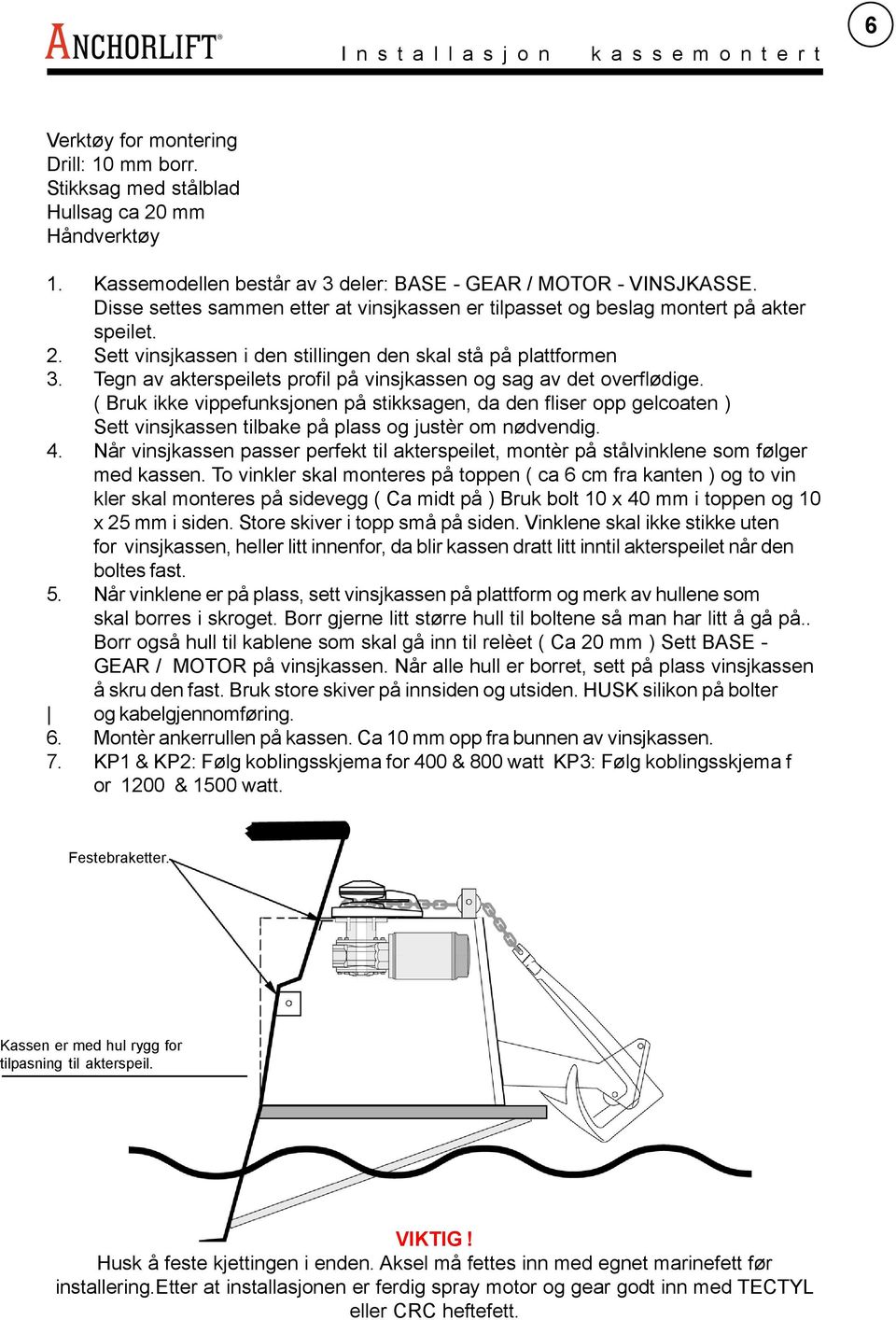 Tegn av akterspeilets profil på vinsjkassen og sag av det overflødige.