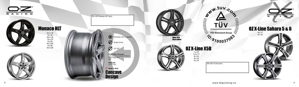 Grigio Corsa 19-20 Production Process: Low Pressure Casting Process Heat Treatment