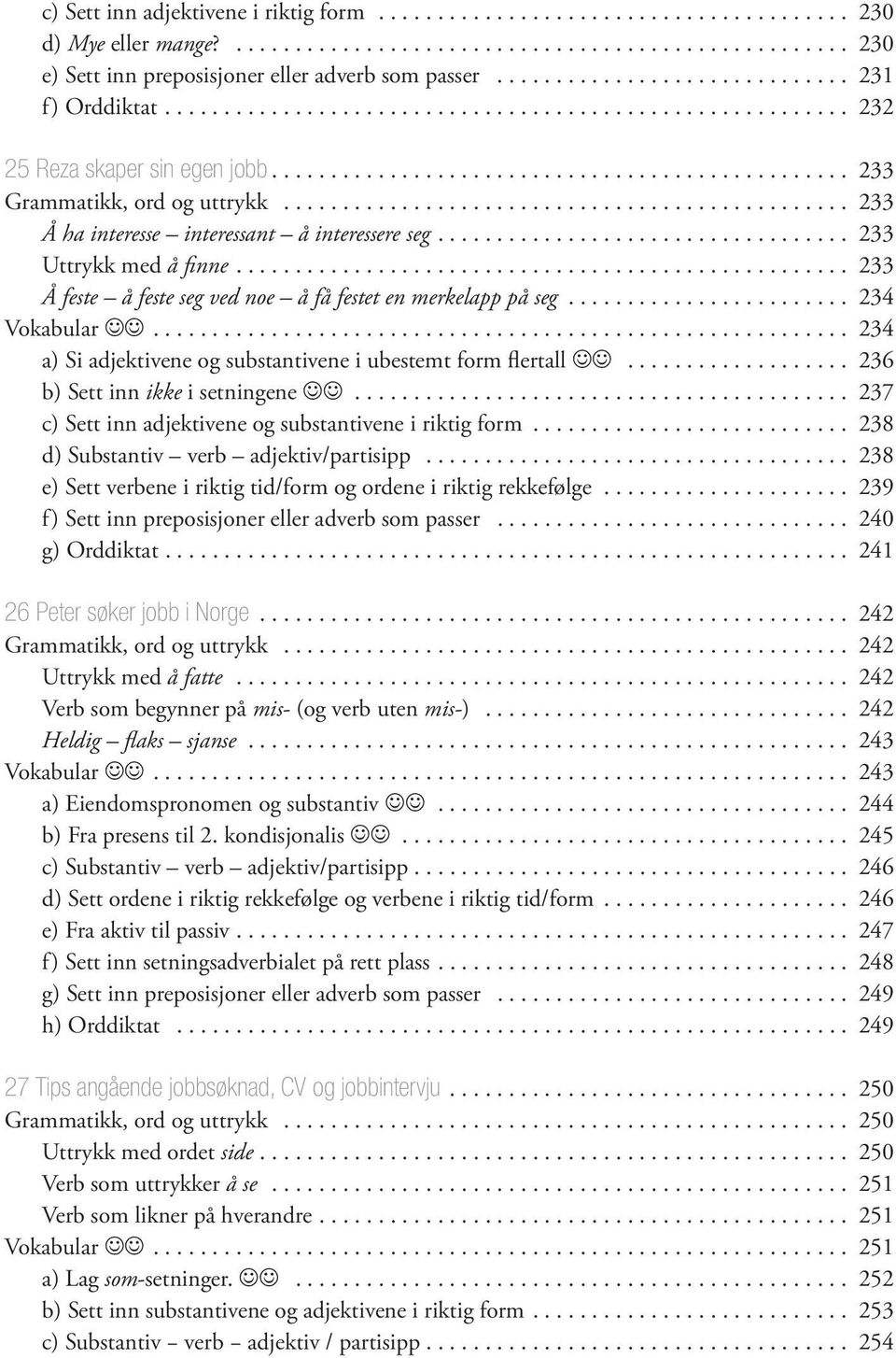 ... 234 a) Si adjektivene og substantivene i ubestemt form flertall... 236 b) Sett inn ikke i setningene... 237 c) Sett inn adjektivene og substantivene i riktig form.