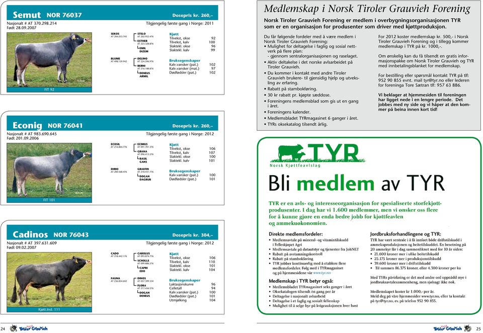 188.876 DENEUS ARMIL ECIMUS AT 091.701.376 GRANA AT 096.413.576 BASIL GANS Tilvekst, okse 92 Tilvekst, kalv 100 Slaktekl. okse 96 Slaktekl. kalv 99 Kalv.vansker (pat.) 102 Kalv.vansker (mat.