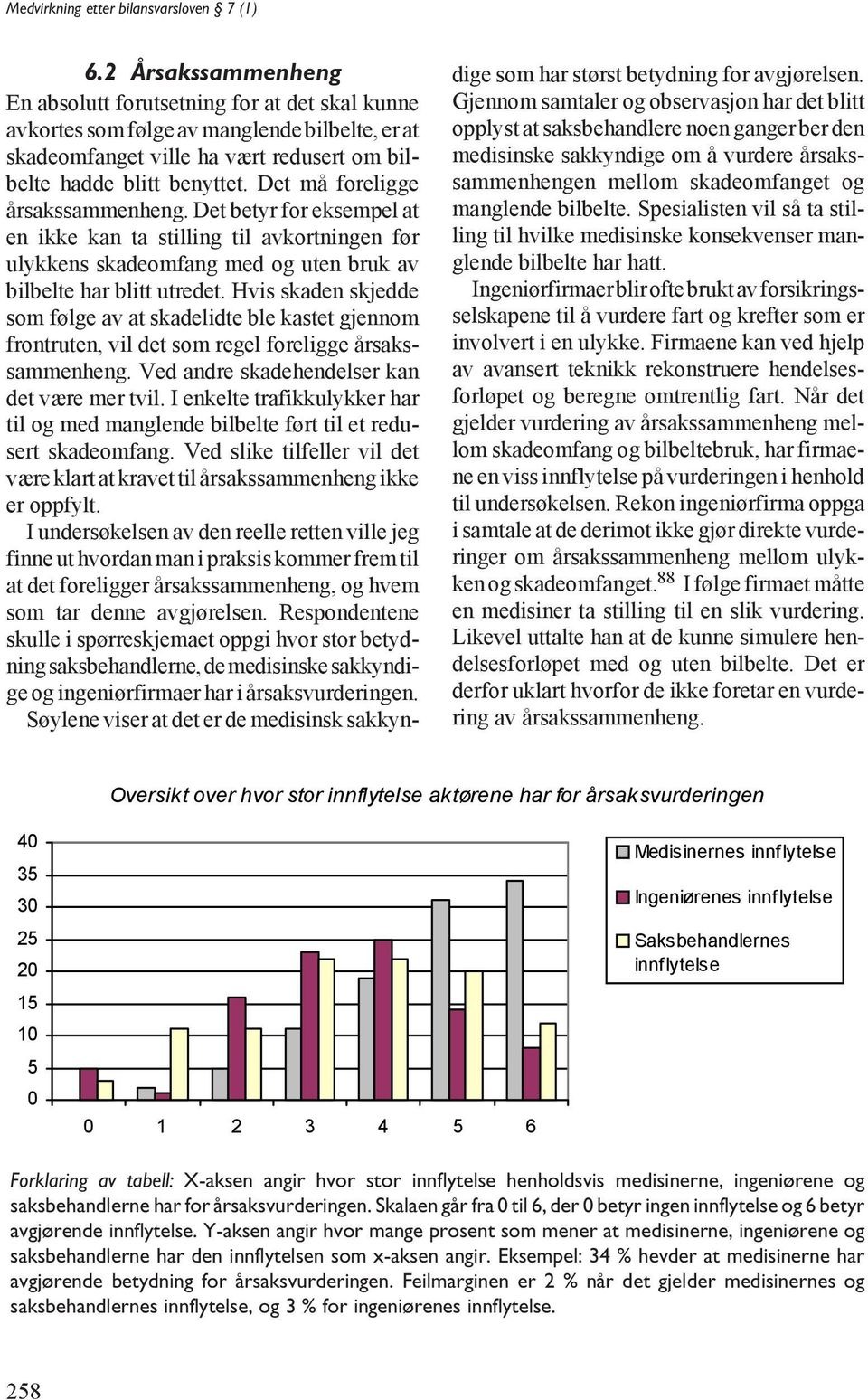 Hvis skaden skjedde som følge av at skadelidte ble kastet gjennom frontruten, vil det som regel foreligge årsakssammenheng. Ved andre skadehendelser kan det være mer tvil.