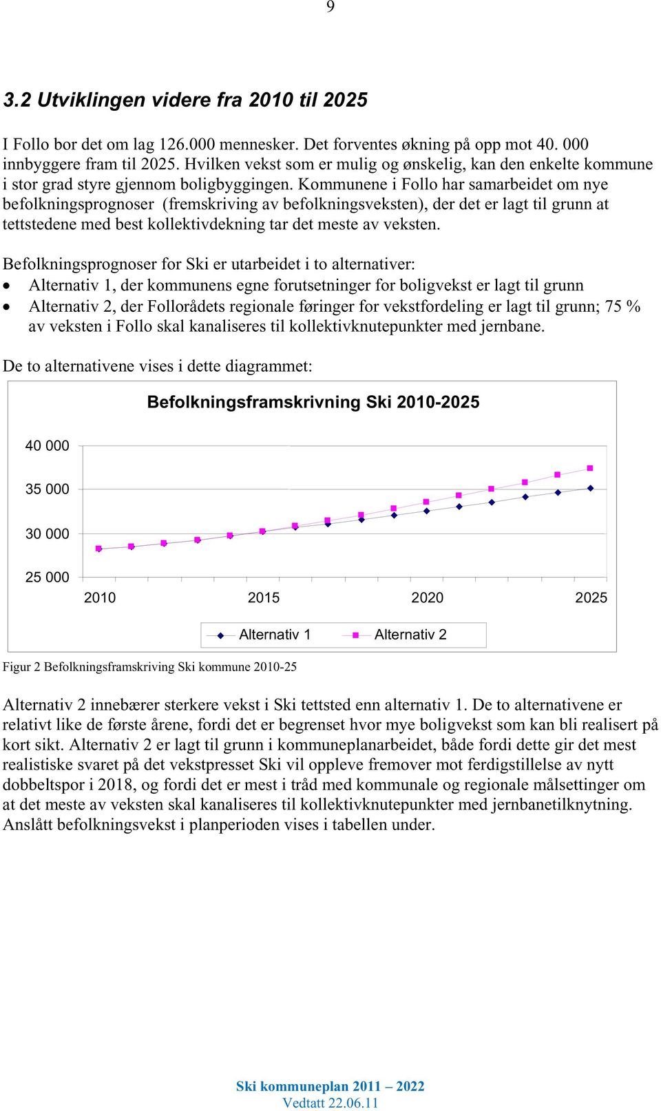 Kommunene i Follo har samarbeidet om nye befolkningsprognoser (fremskriving av befolkningsveksten), der det er lagt til grunn at tettstedene med best kollektivdekning tar det meste av veksten.