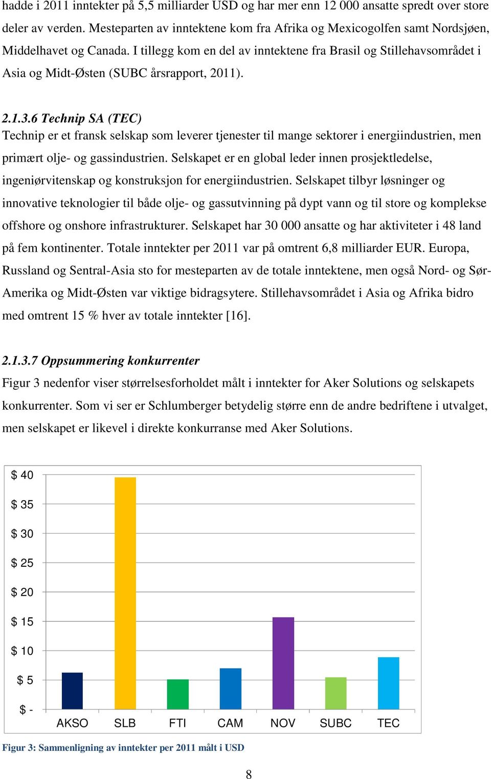 I tillegg kom en del av inntektene fra Brasil og Stillehavsområdet i Asia og Midt-Østen (SUBC årsrapport, 2011). 2.1.3.