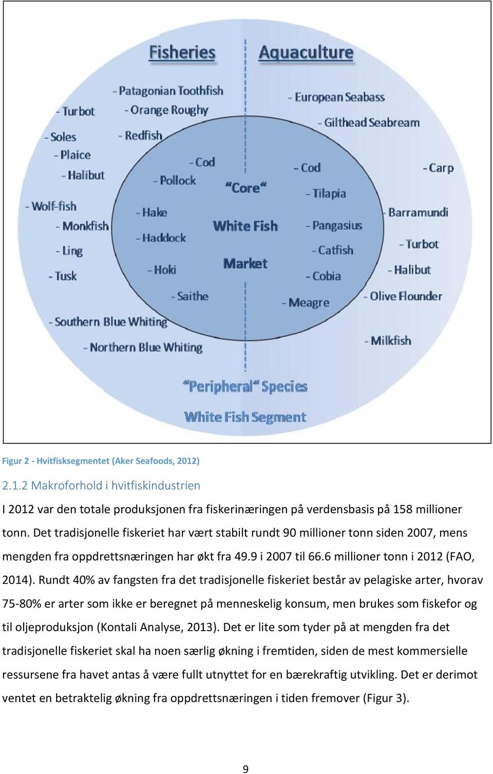 Rundt 40% av fangsten fra det tradisjonelle fiskeriet består av pelagiske arter, hvorav 75-80% er arter som ikke er beregnet på menneskelig konsum, men brukes som fiskefor og til oljeproduksjon