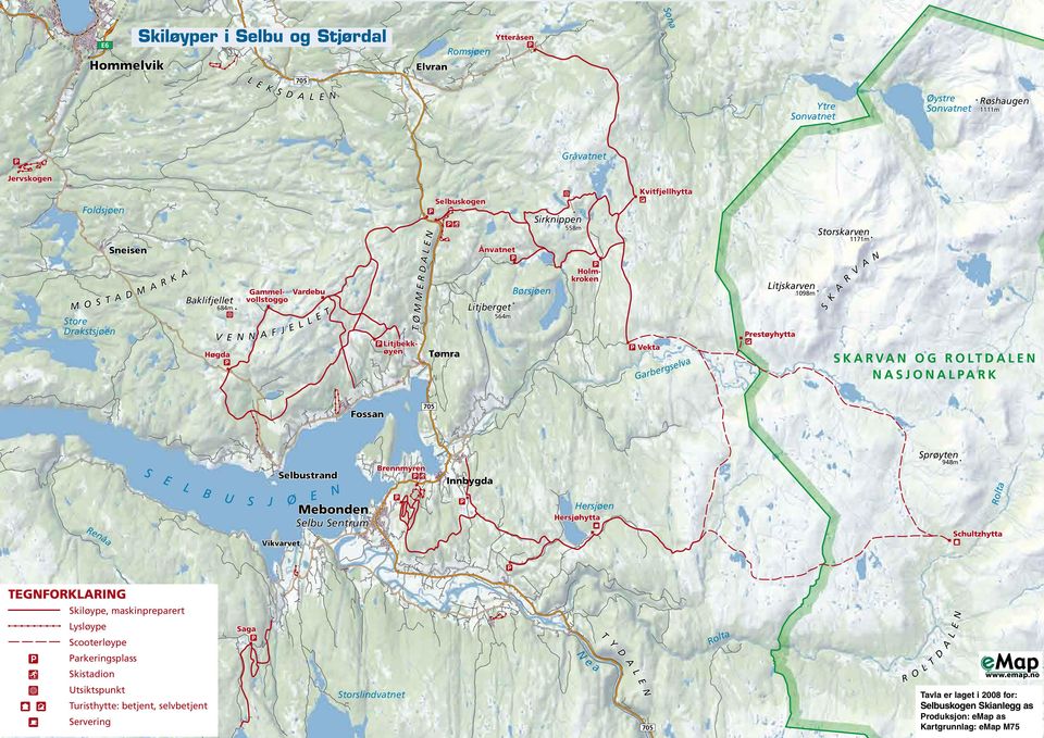 J O L P R K e lv a avla er laget i 2008 for: Storslindvatnet 1098m Vekta ømra L Utsiktspunkt Prestøyhytta Skistadion Litjskarven Børsjøen Litjberget Schultzhytta D Parkeringsplass 948m lta Ro Y V