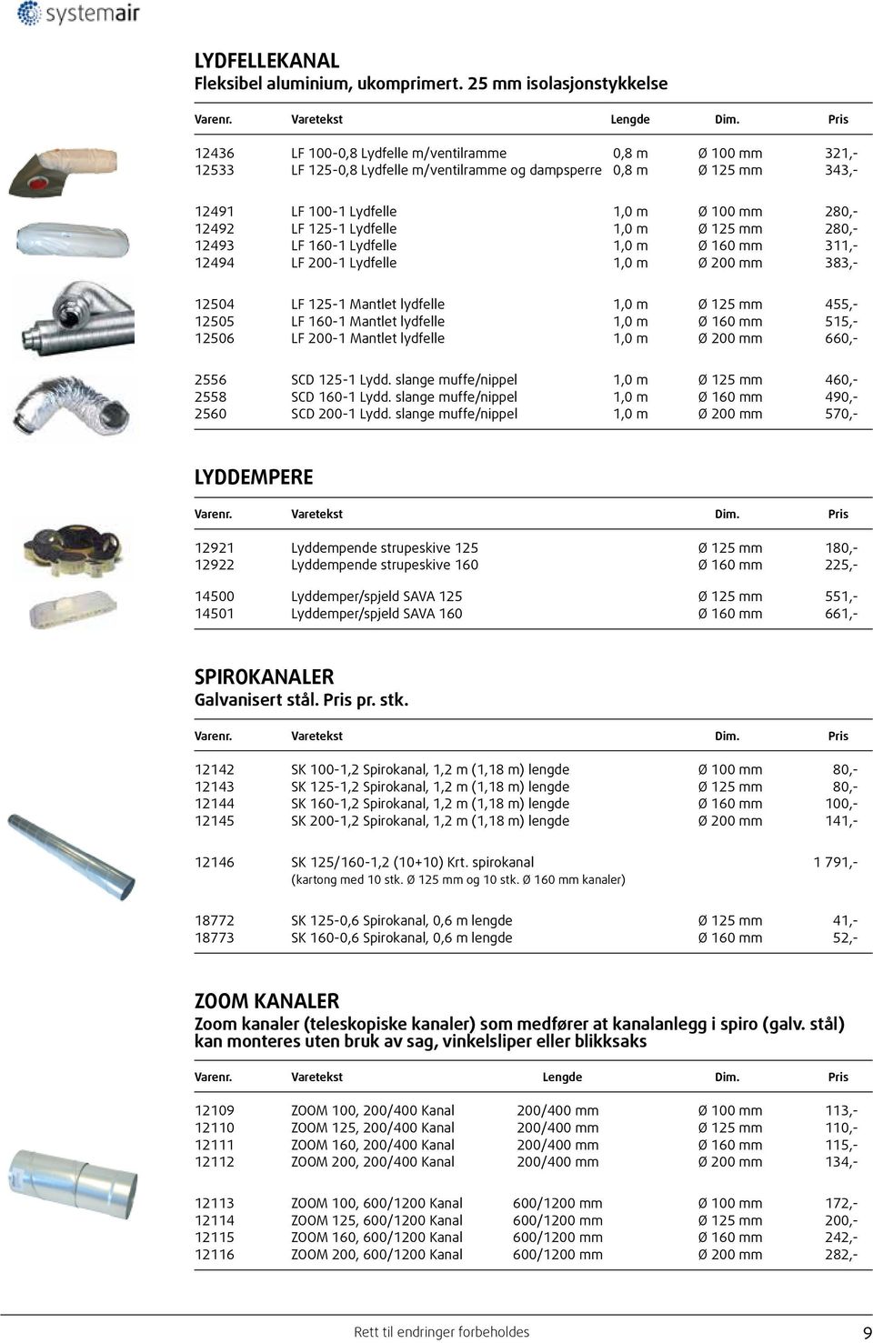 125-1 Lydfelle 1,0 m Ø 125 mm 280,- 12493 LF 160-1 Lydfelle 1,0 m Ø 160 mm 311,- 12494 LF 200-1 Lydfelle 1,0 m Ø 200 mm 383,- 12504 LF 125-1 Mantlet lydfelle 1,0 m Ø 125 mm 455,- 12505 LF 160-1