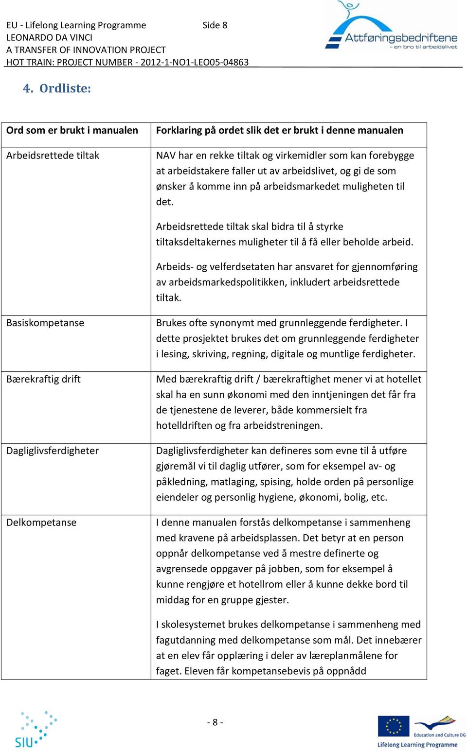 av arbeidslivet, og gi de som ønsker å komme inn på arbeidsmarkedet muligheten til det. Arbeidsrettede tiltak skal bidra til å styrke tiltaksdeltakernes muligheter til å få eller beholde arbeid.