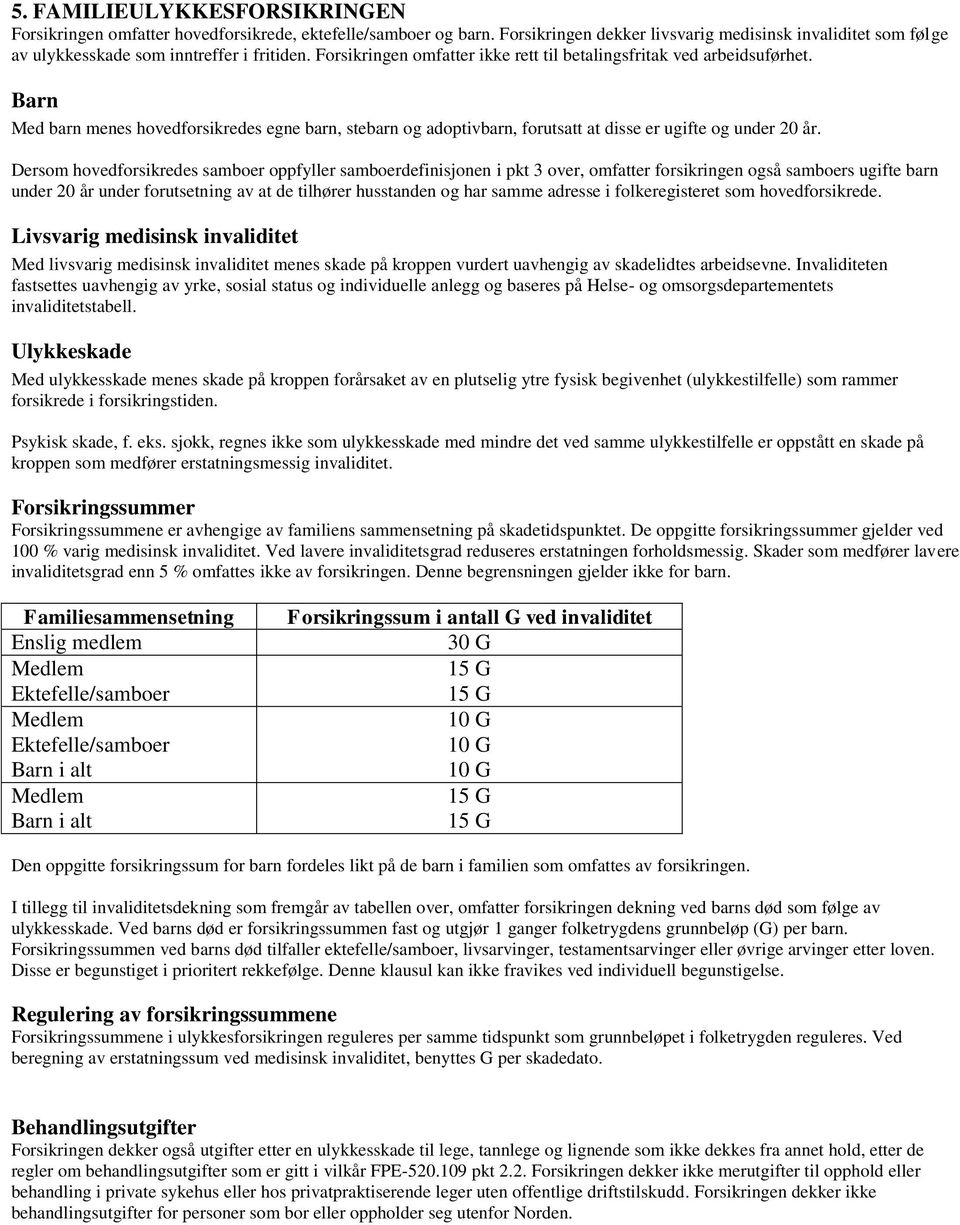 Dersom hovedforsikredes samboer oppfyller samboerdefinisjonen i pkt 3 over, omfatter forsikringen også samboers ugifte barn under 20 år under forutsetning av at de tilhører husstanden og har samme