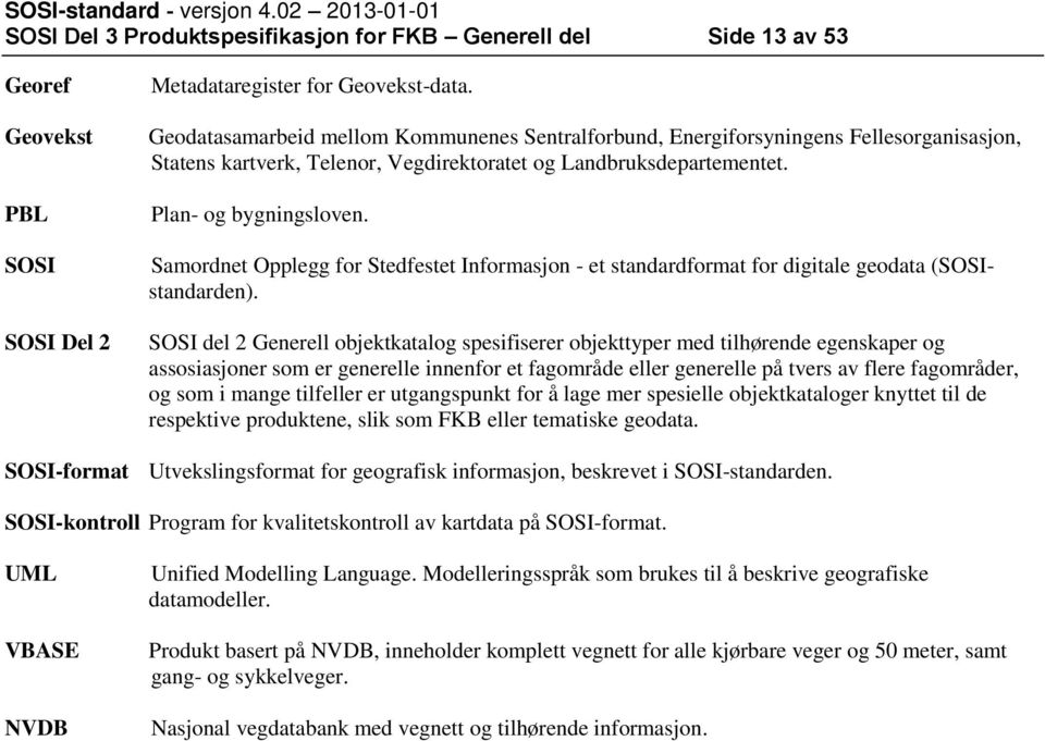 Samordnet Opplegg for Stedfestet Informasjon - et standardformat for digitale geodata (SOSIstandarden).