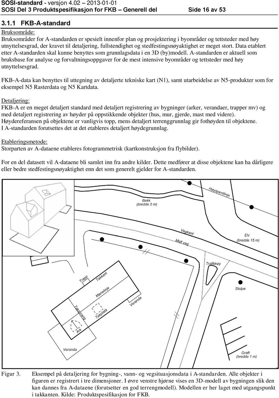 1 FKB-A-standard Bruksområde: Bruksområder for A-standarden er spesielt innenfor plan og prosjektering i byområder og tettsteder med høy utnyttelsesgrad, der kravet til detaljering, fullstendighet og