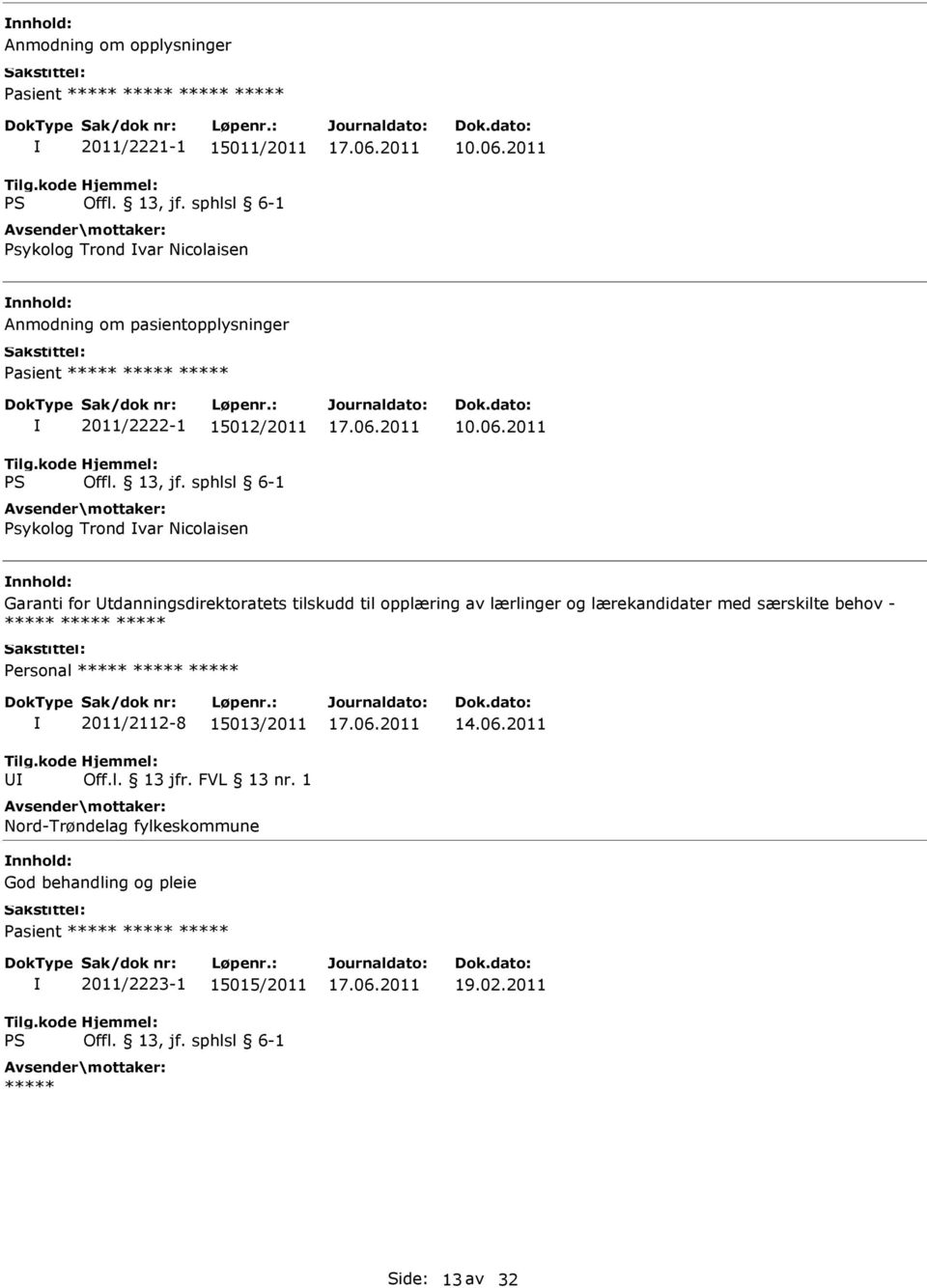 2011 Garanti for tdanningsdirektoratets tilskudd til opplæring av lærlinger og lærekandidater med særskilte behov - ***** ***** ***** Personal *****