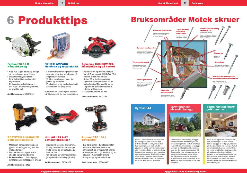 Gjerde og utlekting Syrefast treskrue A4 Brukes ved korrosivt klima og all utendørs klima.