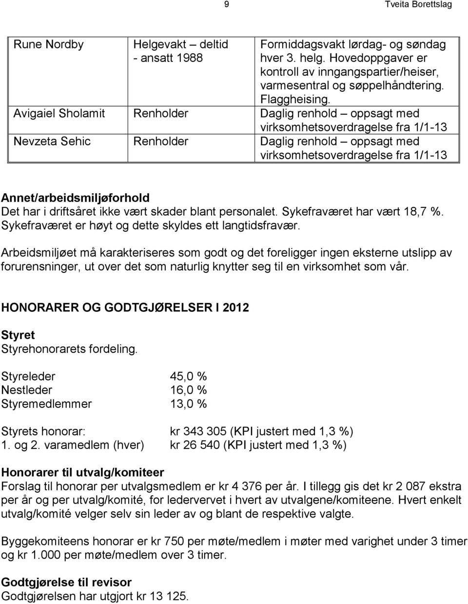 Avigaiel Sholamit Renholder Daglig renhold oppsagt med virksomhetsoverdragelse fra 1/1-13 Nevzeta Sehic Renholder Daglig renhold oppsagt med virksomhetsoverdragelse fra 1/1-13