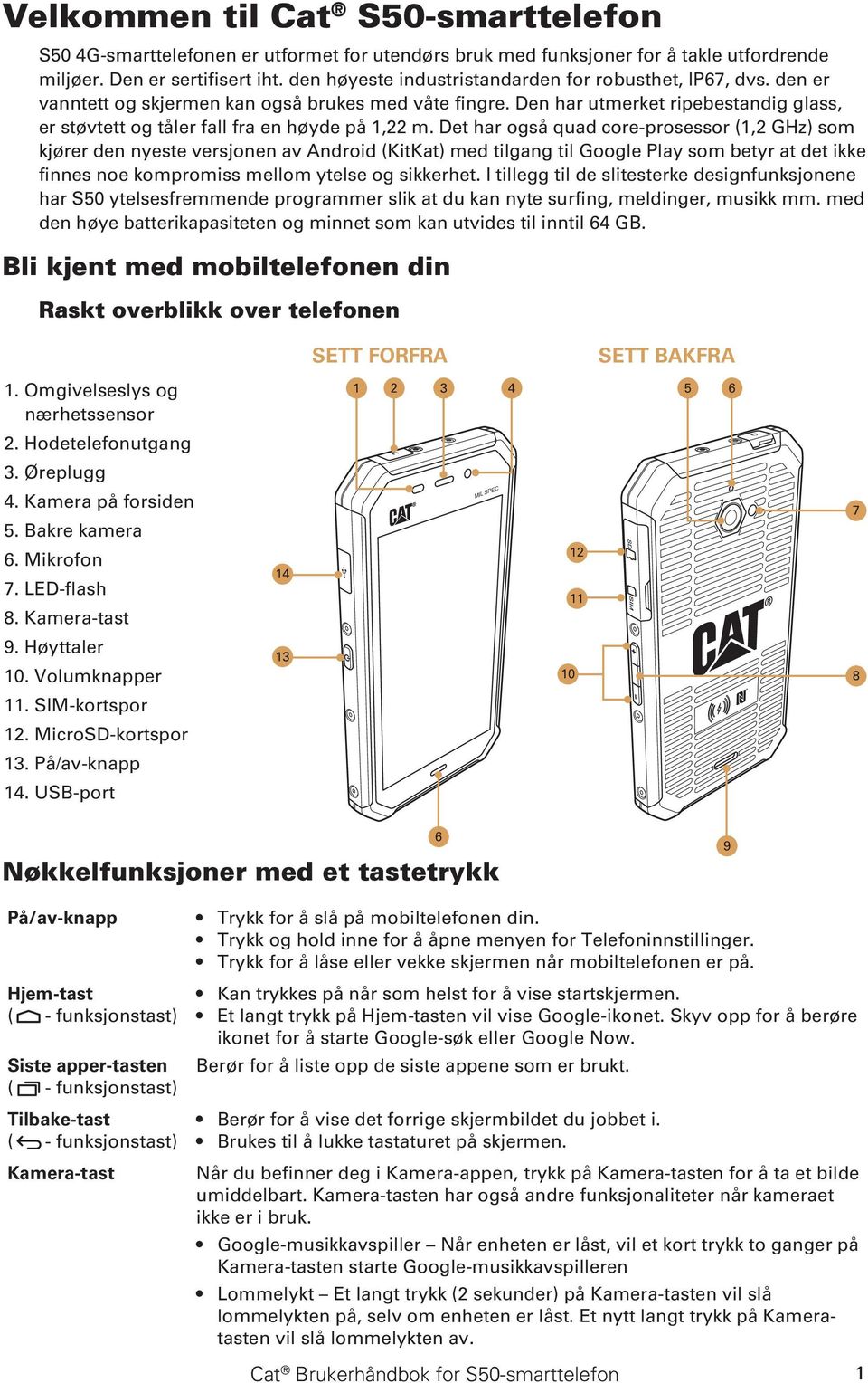 Den har utmerket ripebestandig glass, er støvtett og tåler fall fra en høyde på 1,22 m.