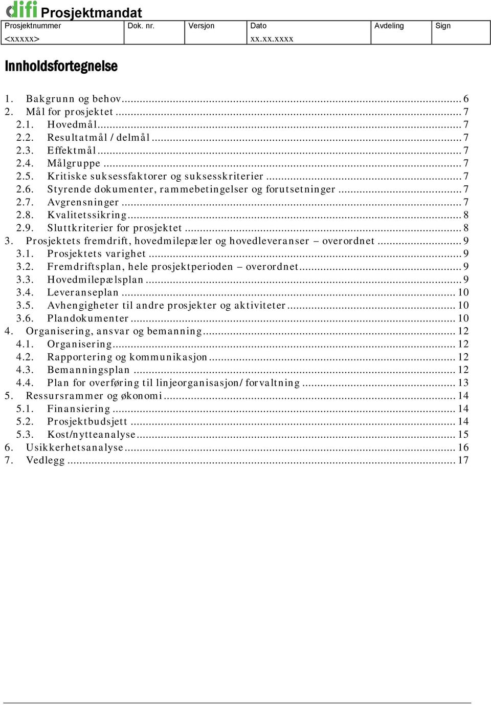 Sluttkriterier for prosjektet... 8 3. Prosjektets fremdrift, hovedmilepæler og hovedleveranser overordnet... 9 3.1. Prosjektets varighet... 9 3.2. Fremdriftsplan, hele prosjektperioden overordnet.