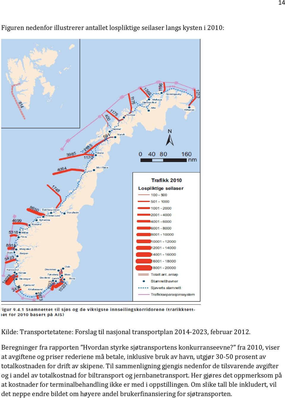 fra 2010, viser at avgiftene og priser rederiene må betale, inklusive bruk av havn, utgjør 30-50 prosent av totalkostnaden for drift av skipene.