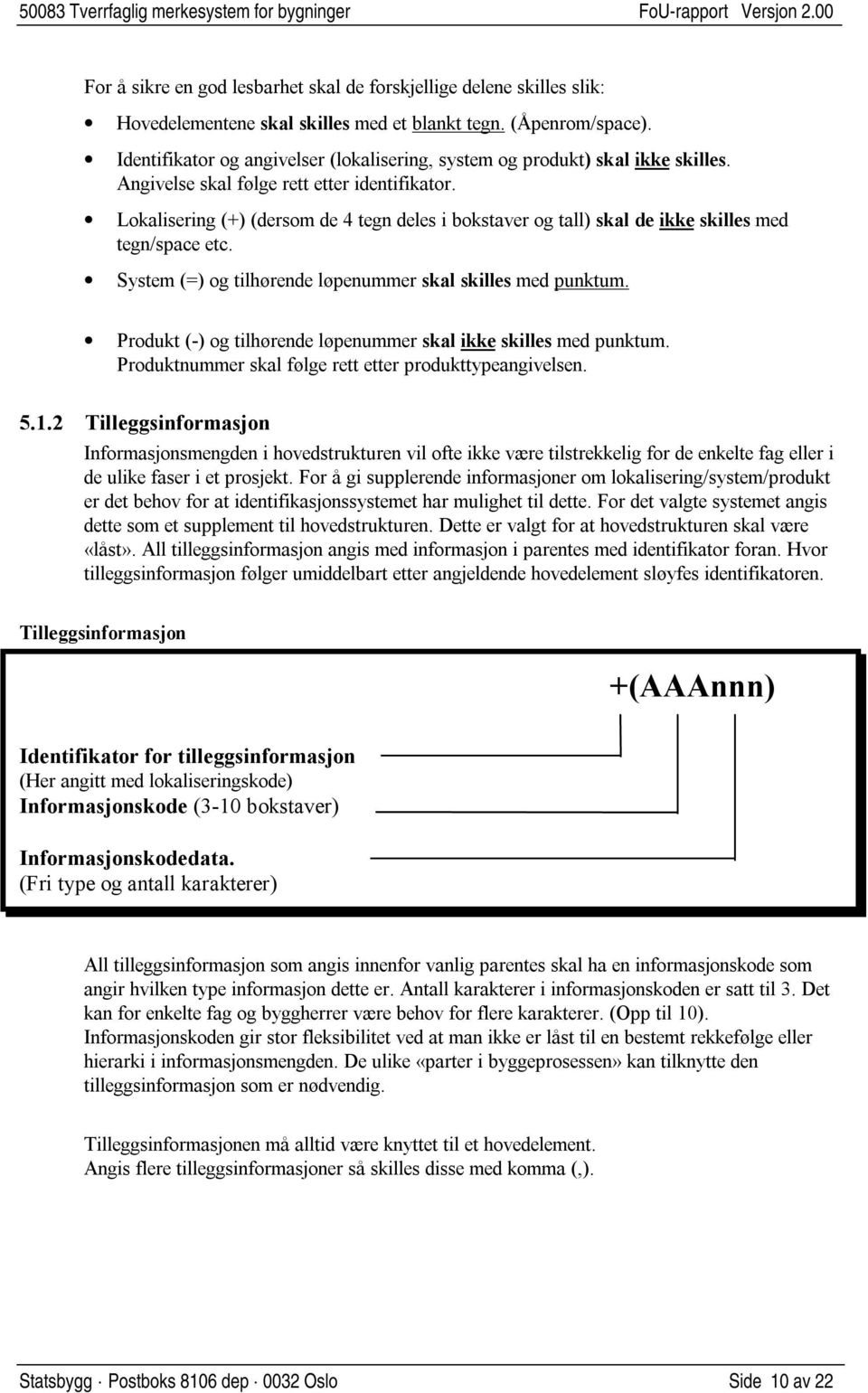 Lokalisering (+) (dersom de 4 tegn deles i bokstaver og tall) skal de ikke skilles med tegn/space etc. System (=) og tilhørende løpenummer skal skilles med punktum.