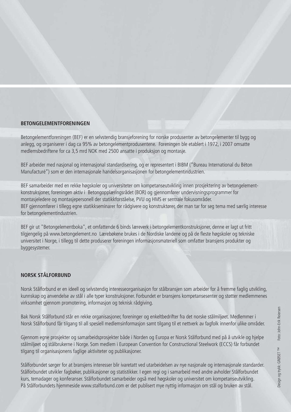 BEF arbeider med nasjonal og internasjonal standardisering, og er representert i BIBM ( Bureau International du Béton Manufacturé ) som er den internasjonale handelsorganisasjonen for