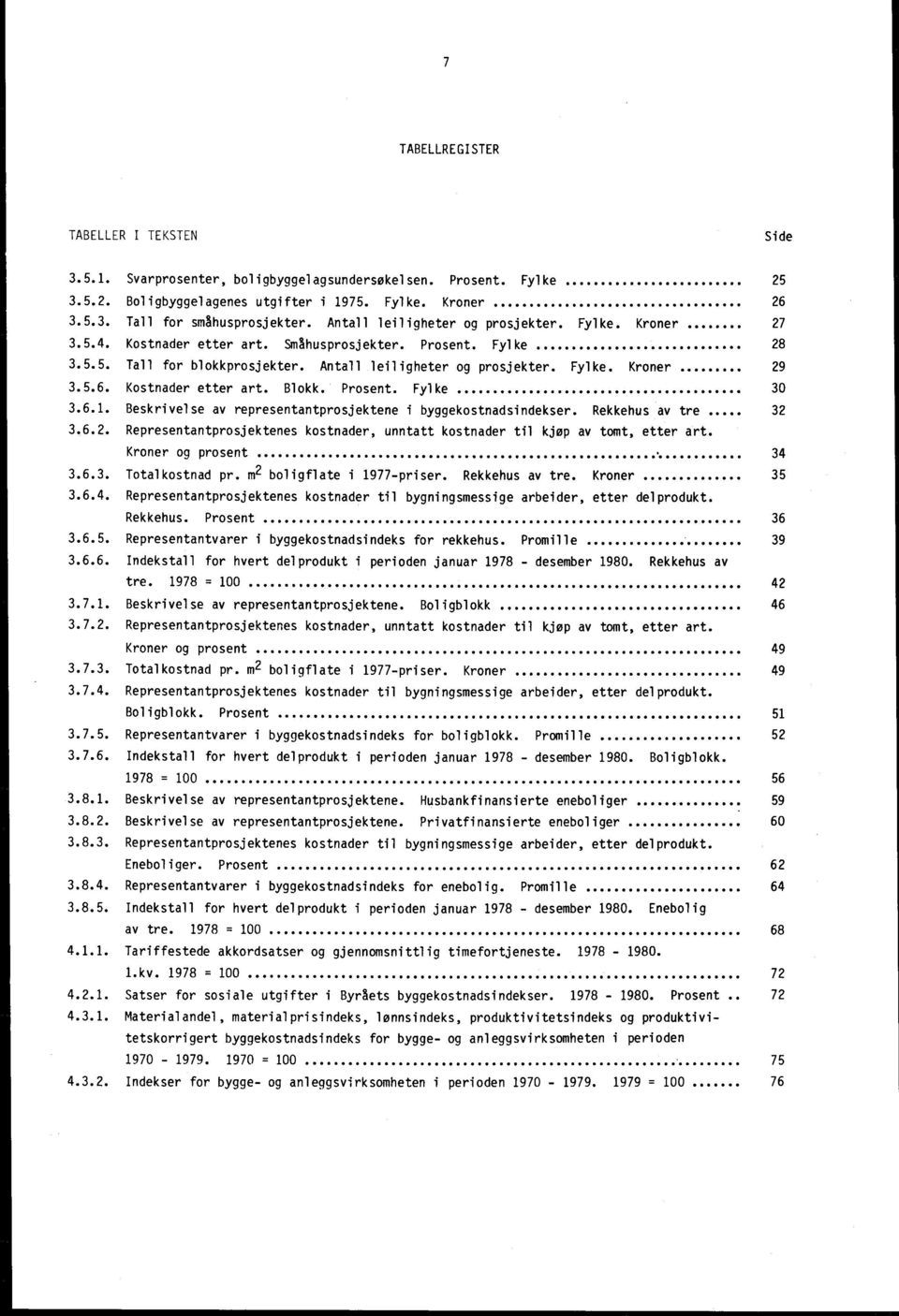 5.6. Kostnader etter art. Blokk. Prosent. Fylke 30 3.6.1. Beskrivelse av representantprosjektene i byggekostnadsindekser. Rekkehus av tre... 32 