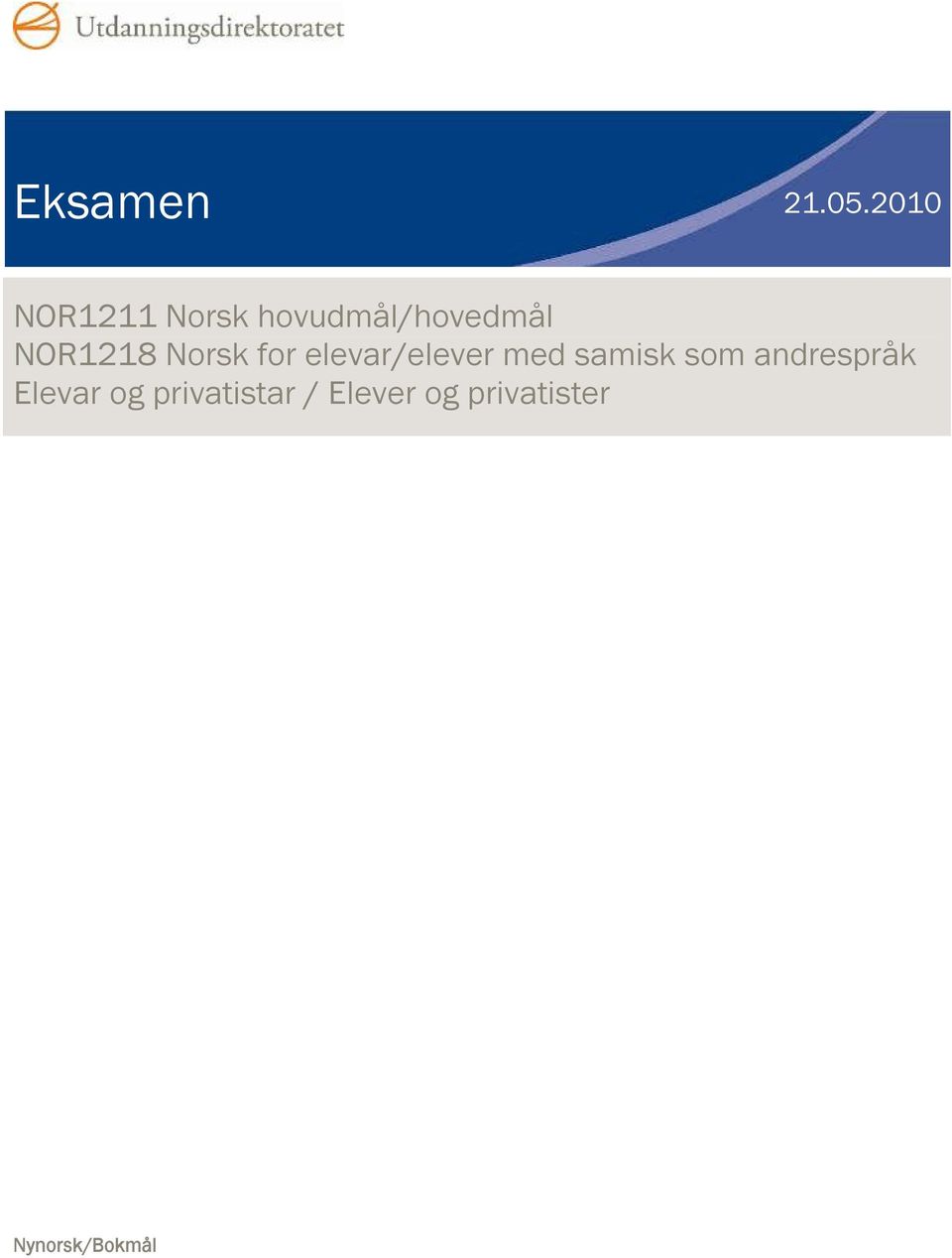 NOR1218 Norsk for elevar/elever med samisk