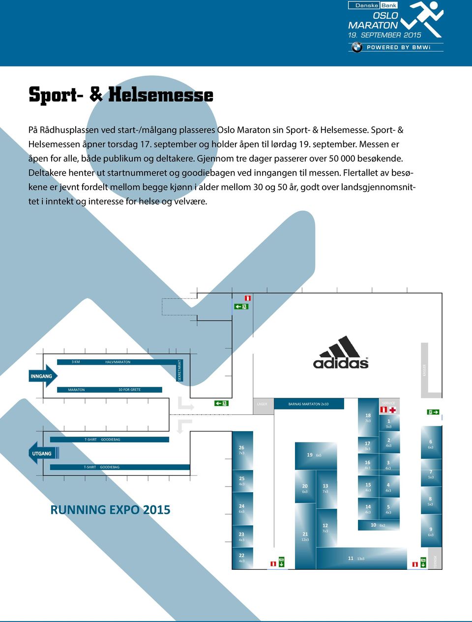 Deltakere henter ut startnummeret og goodiebagen ved inngangen til messen.