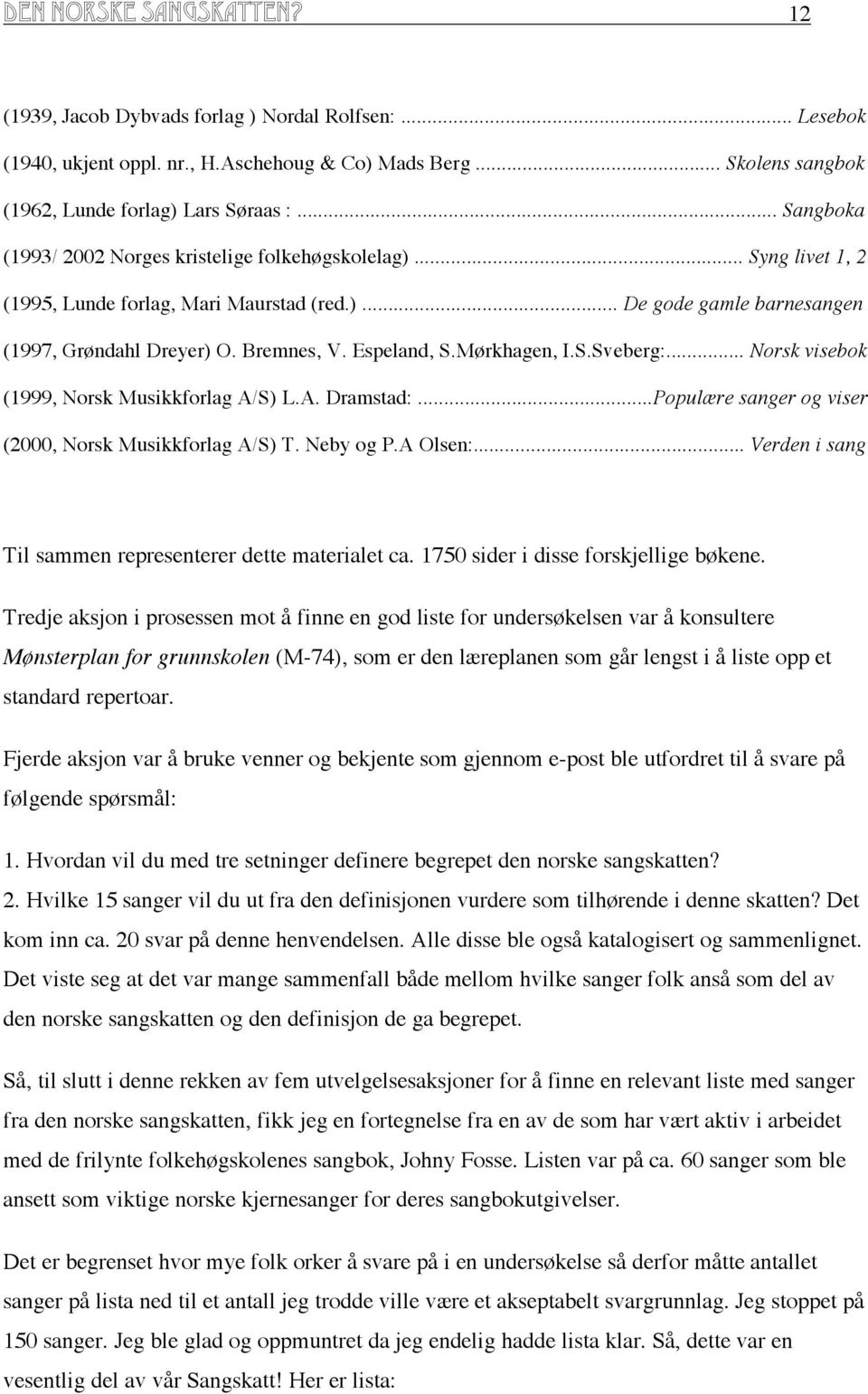 Espeland, S.Mørkhagen, I.S.Sveberg:... Norsk visebok (1999, Norsk Musikkforlag A/S) L.A. Dramstad:...Populære sanger og viser (2000, Norsk Musikkforlag A/S) T. Neby og P.A Olsen:.