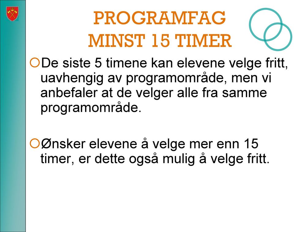 at de velger alle fra samme programområde.