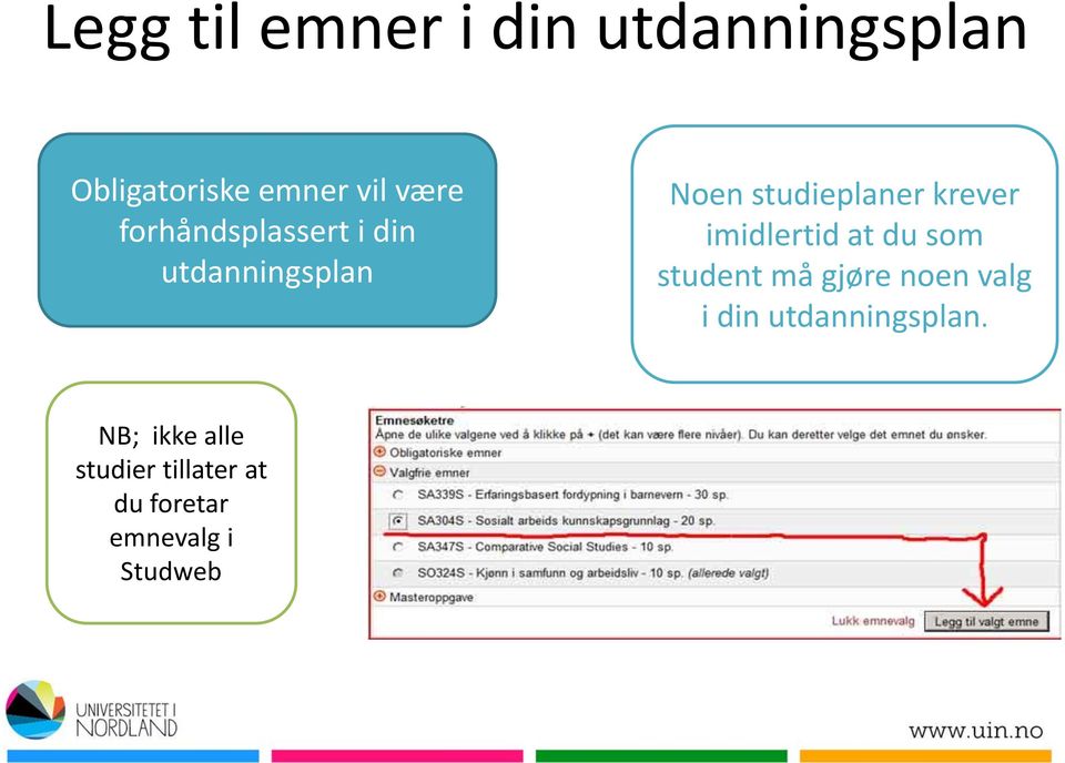 imidlertid at du som student må gjøre noen valg i din