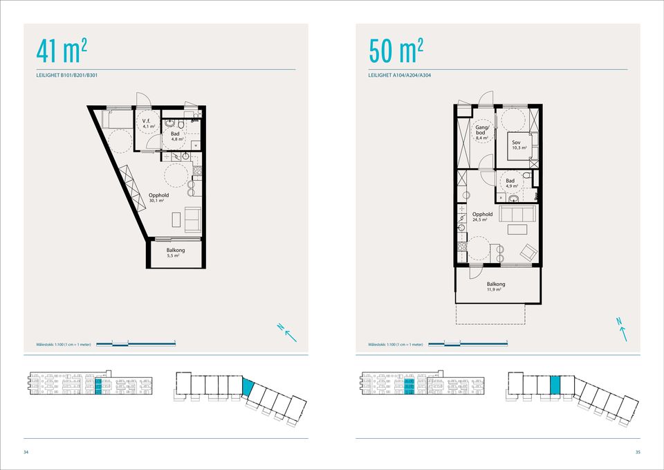 m 2 Opphold 24,5 m 2 Balkong 5,5 m 2 Balkong 11,9 m 2 Målestokk: 1:100