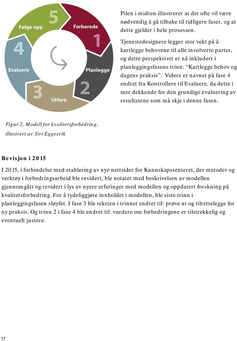 Videre er navnet på fase 4 endret fra Kontrollere til Evaluere, da dette i mer dekkende for den grundige evaluering av resultatene som må skje i denne fasen. Figur 2.