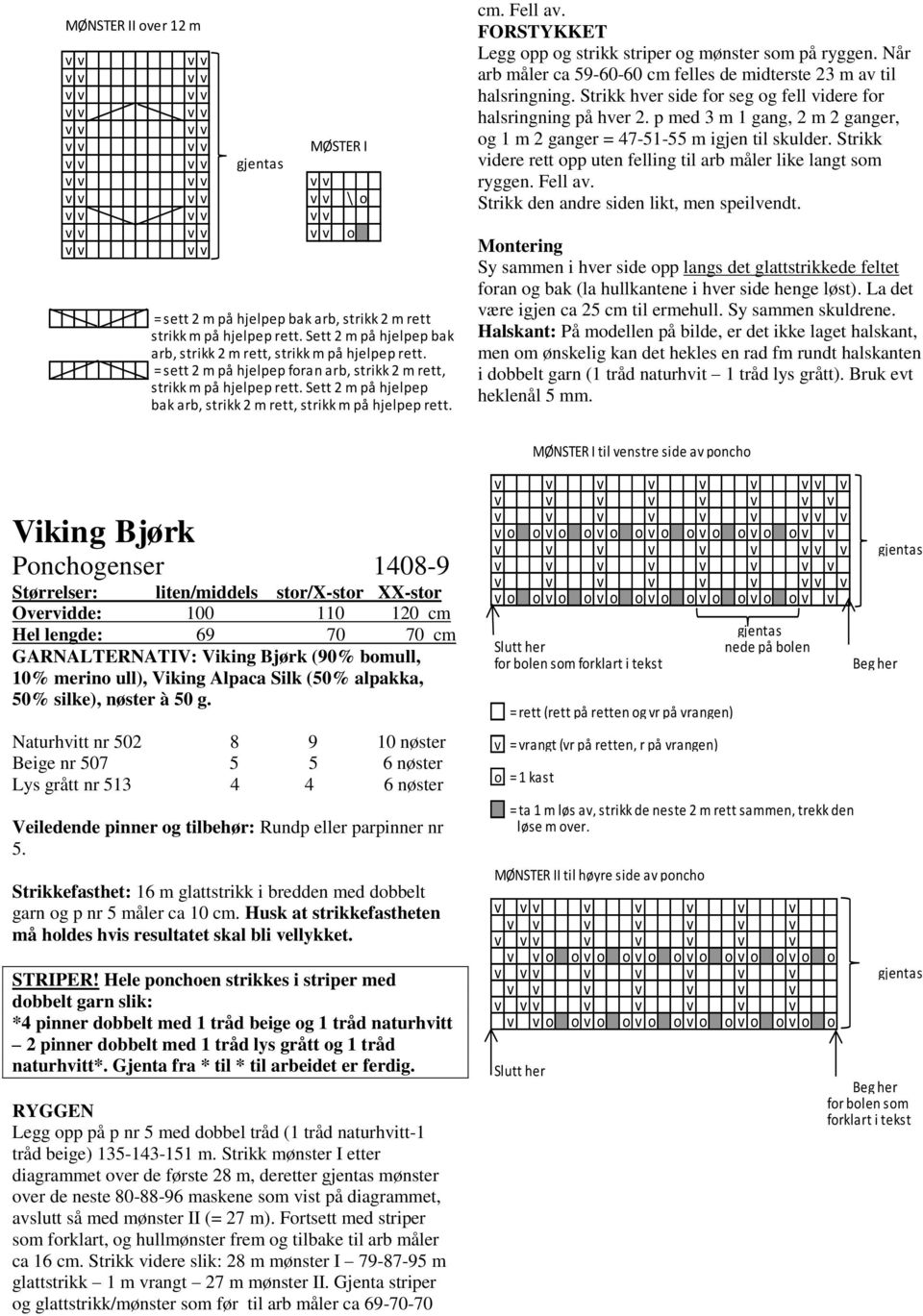 FORSTYKKET Legg opp og strikk striper og mønster som på ryggen. Når arb måler ca 59-60-60 cm felles de midterste 23 m av til halsringning.