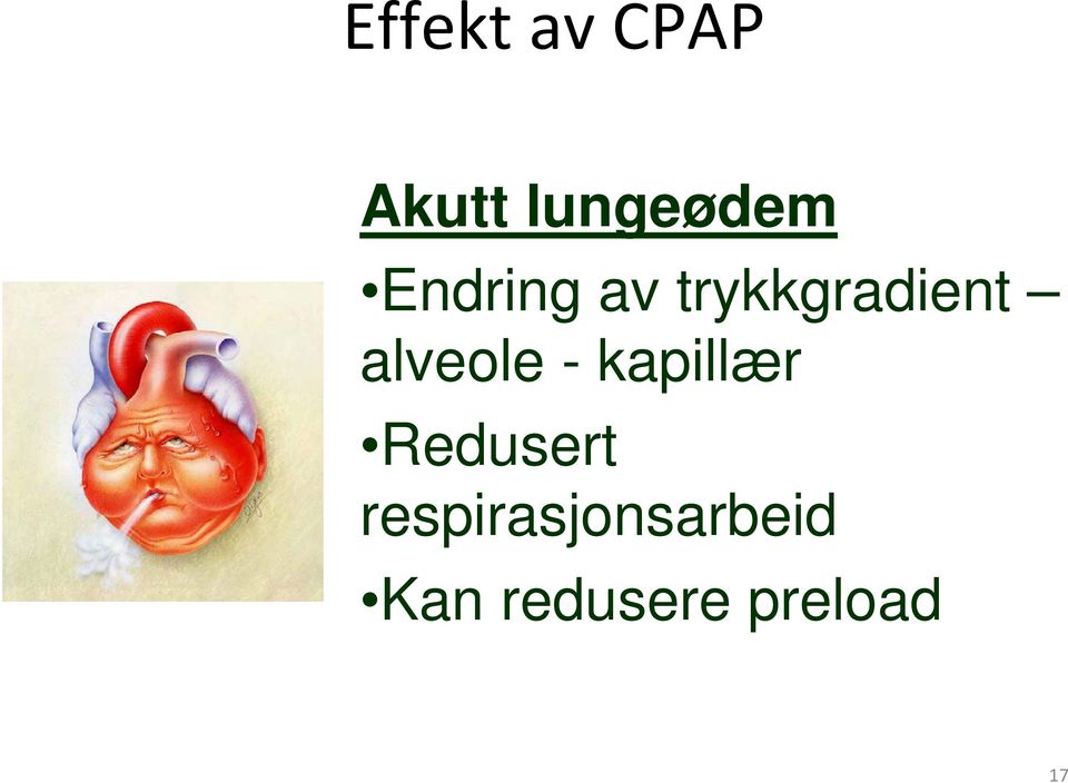 alveole - kapillær Redusert