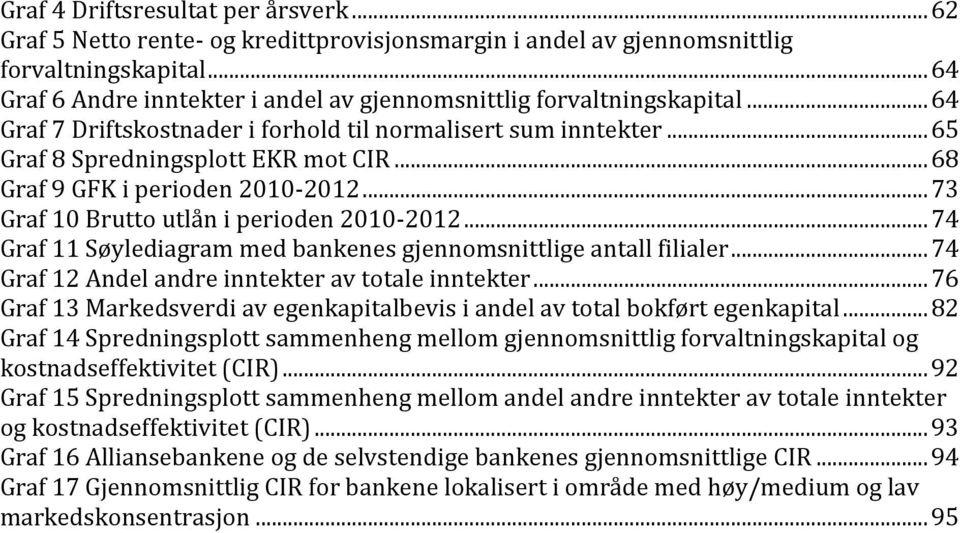 .. 68 Graf 9 GFK i perioden 2010-2012... 73 Graf 10 Brutto utlån i perioden 2010-2012... 74 Graf 11 Søylediagram med bankenes gjennomsnittlige antall filialer.