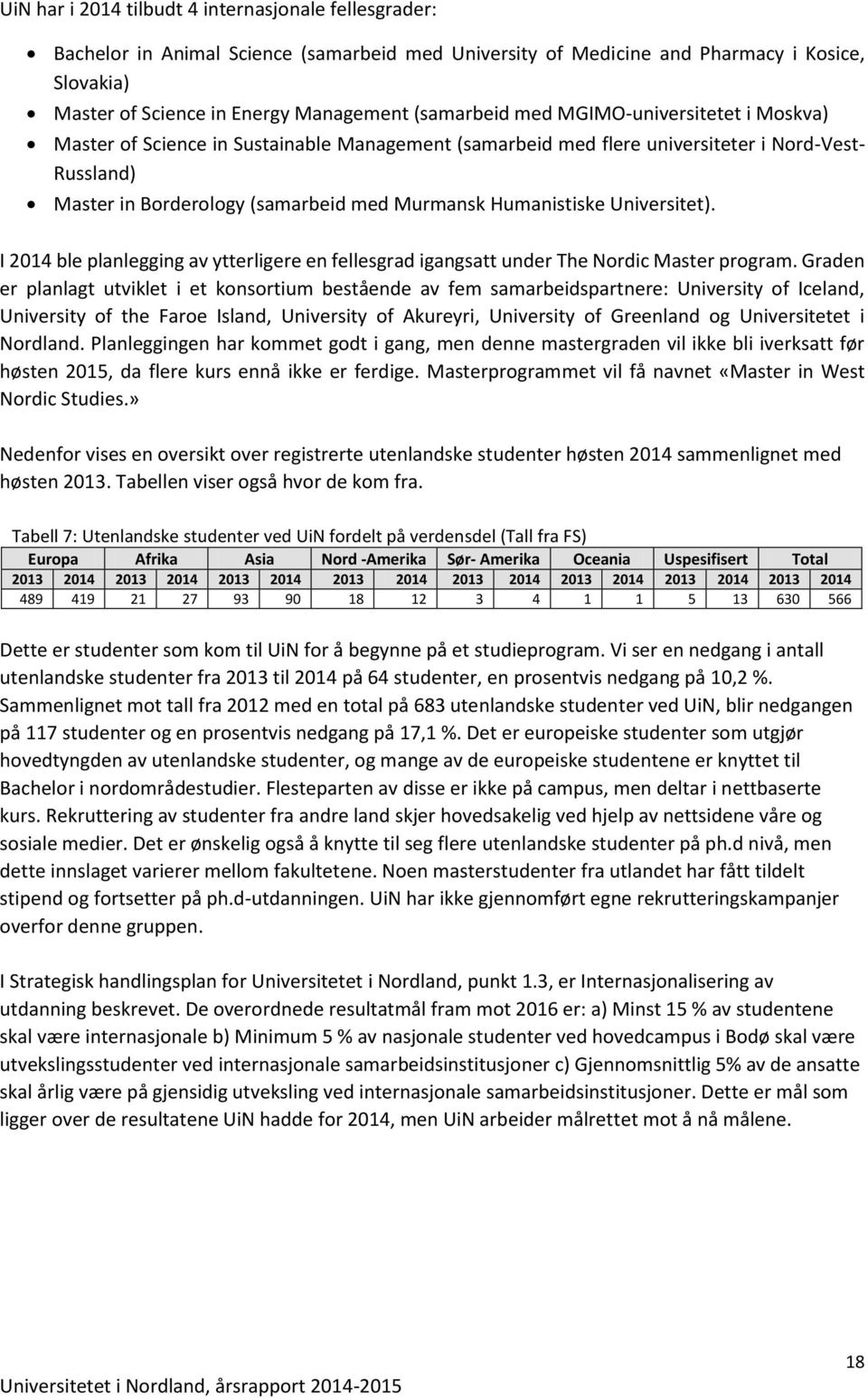 Humanistiske Universitet). I 2014 ble planlegging av ytterligere en fellesgrad igangsatt under The Nordic Master program.