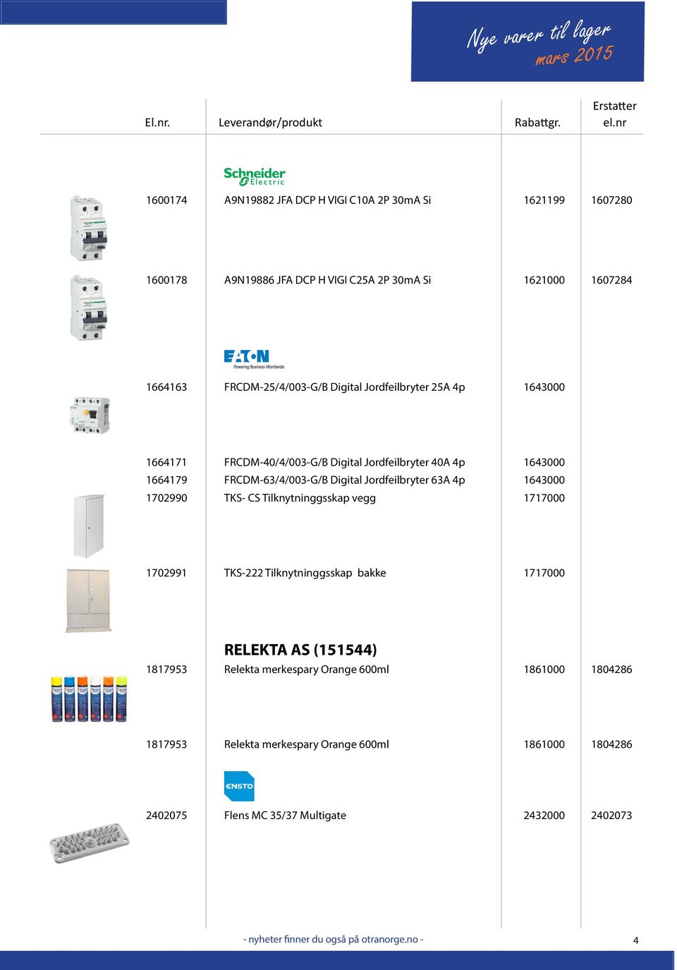 Digital Jordfeilbryter 63A 4p 1643000 1702990 TKS- CS Tilknytninggsskap vegg 1717000 1702991 TKS-222 Tilknytninggsskap bakke 1717000 RELEKTA AS