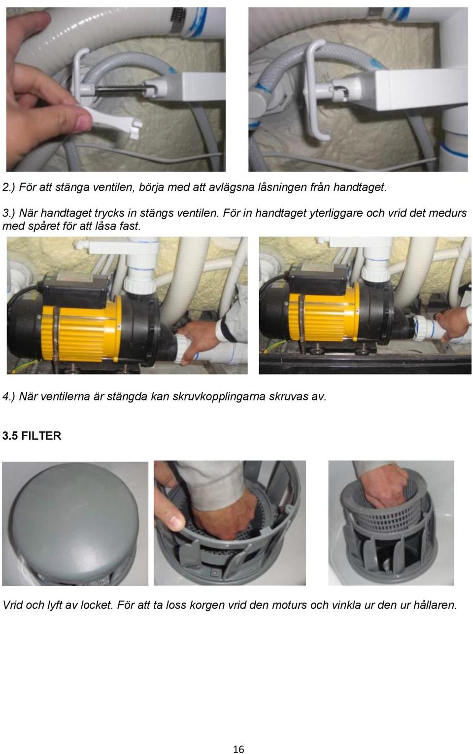 För in handtaget yterliggare och vrid det medurs med spåret för att låsa fast. 4.