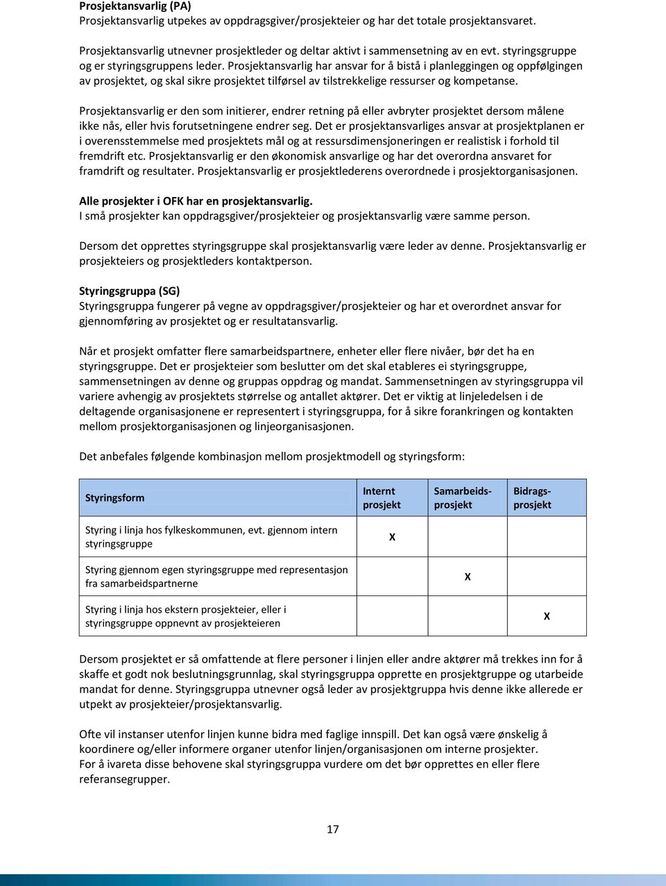 Prosjektansvarlig har ansvar for å bistå i planleggingen og oppfølgingen av prosjektet, og skal sikre prosjektet tilførsel av tilstrekkelige ressurser og kompetanse.