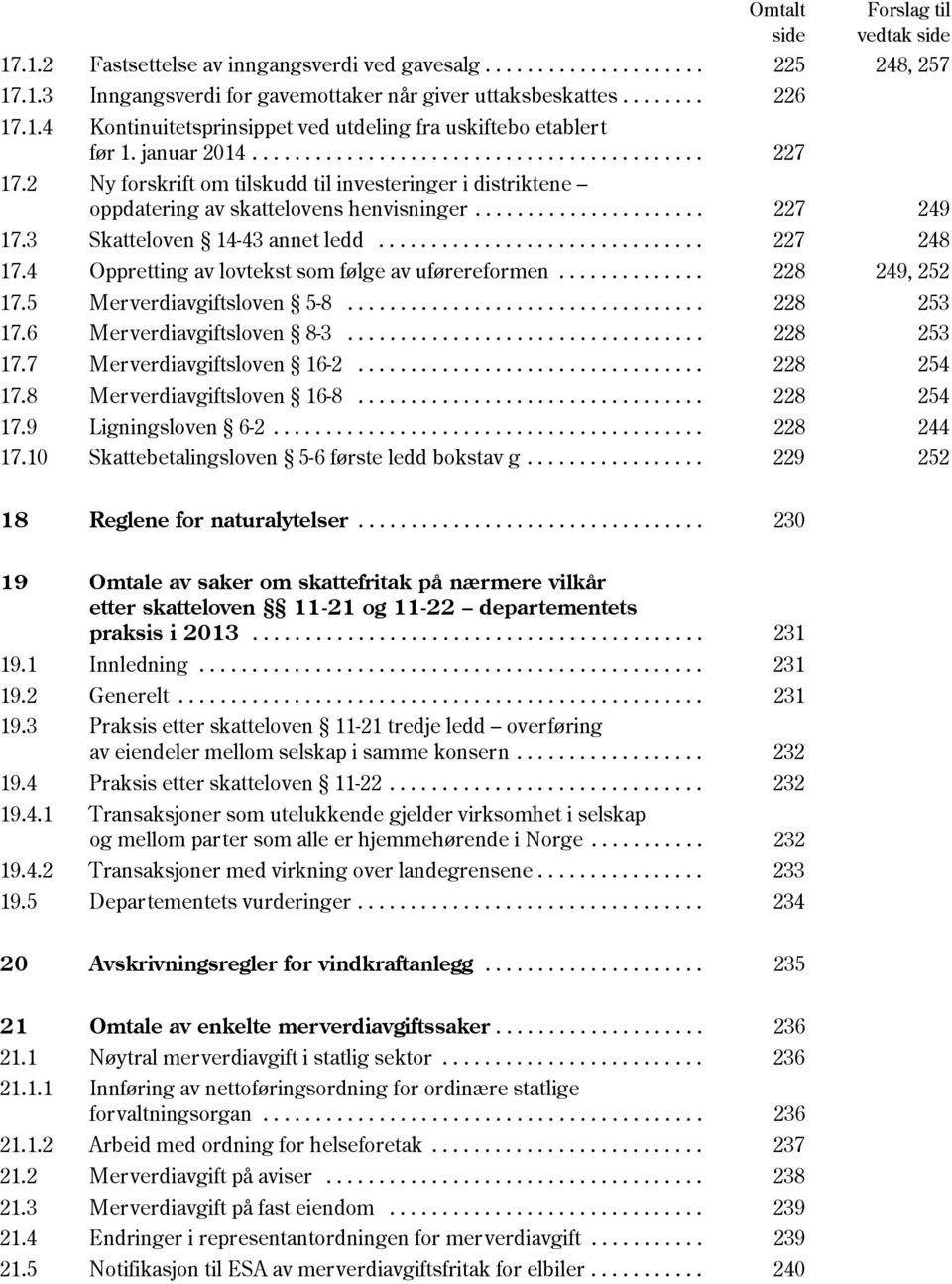 2 Ny forskrift om tilskudd til investeringer i distriktene oppdatering av skattelovens henvisninger...................... 227 249 17.3 Skatteloven 14-43 annet ledd............................... 227 248 17.