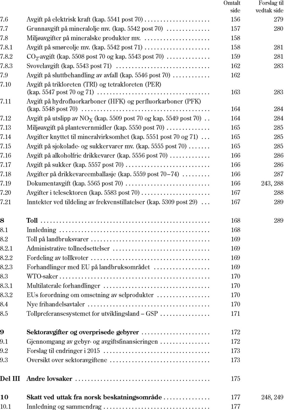 5543 post 70).............. 159 281 7.8.3 Svovelavgift (kap. 5543 post 71).............................. 162 283 7.9 Avgift på sluttbehandling av avfall (kap. 5546 post 70)............ 162 7.