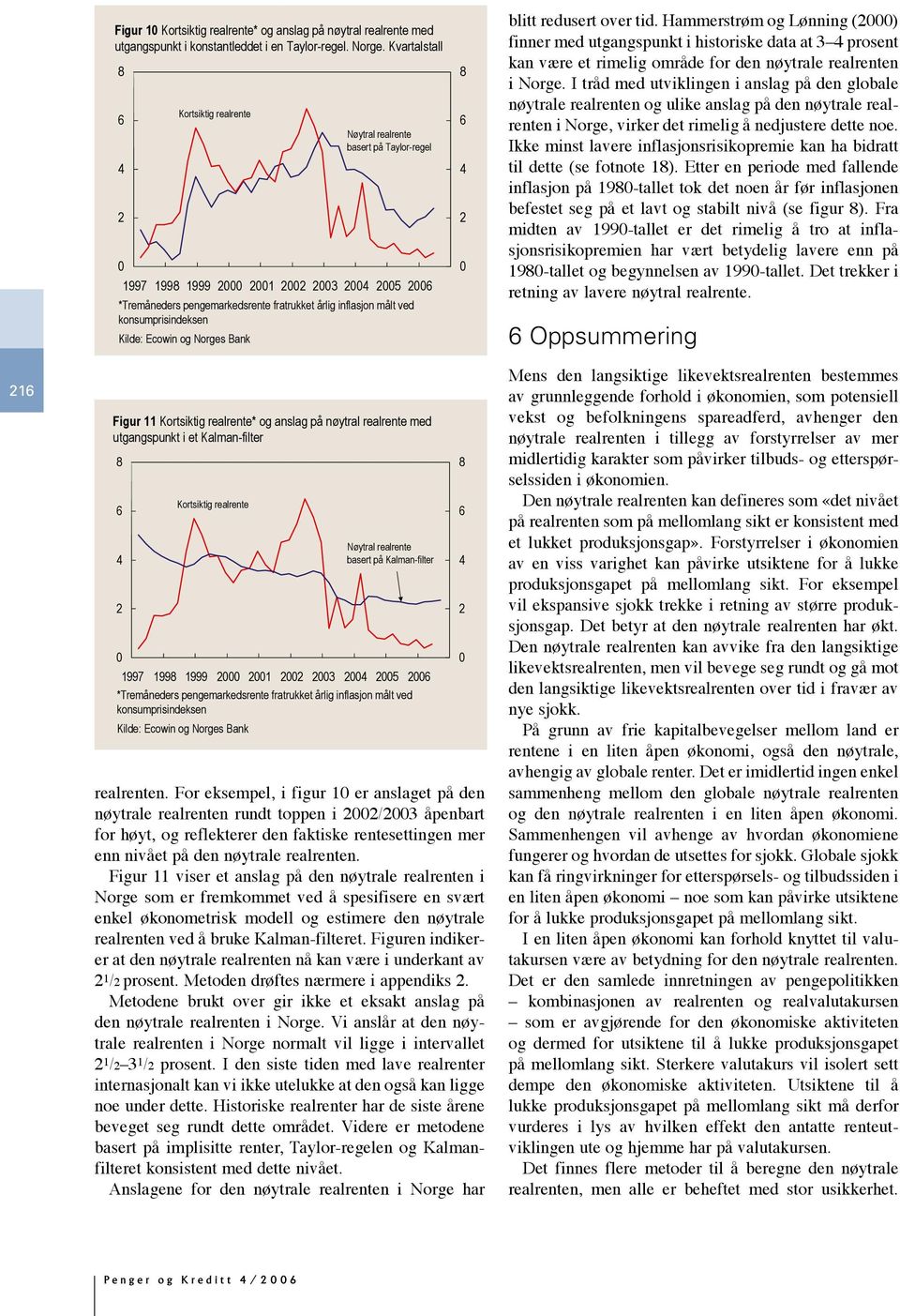 Norges Bank blitt redusert over tid. Hammerstrøm og Lønning () finner med utgangspunkt i historiske data at 3 prosent kan være et rimelig område for den nøytrale realrenten i Norge.