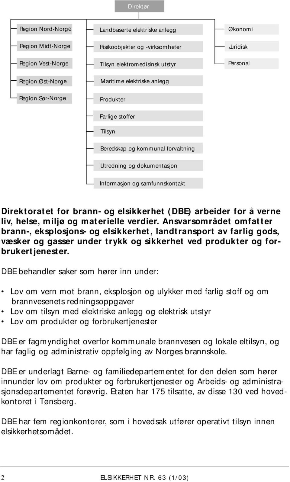 elsikkerhet (DBE) arbeider for å verne liv, helse, miljø og materielle verdier.