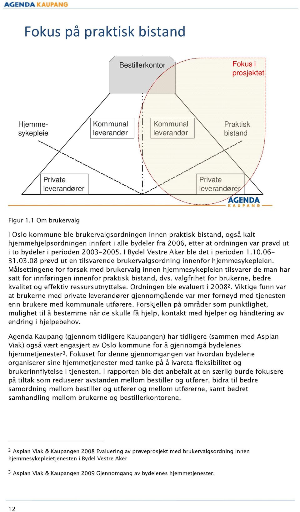 perioden 2003-2005. I Bydel Vestre Aker ble det i perioden 1.10.06-31.03.08 prøvd ut en tilsvarende brukervalgsordning innenfor hjemmesykepleien.