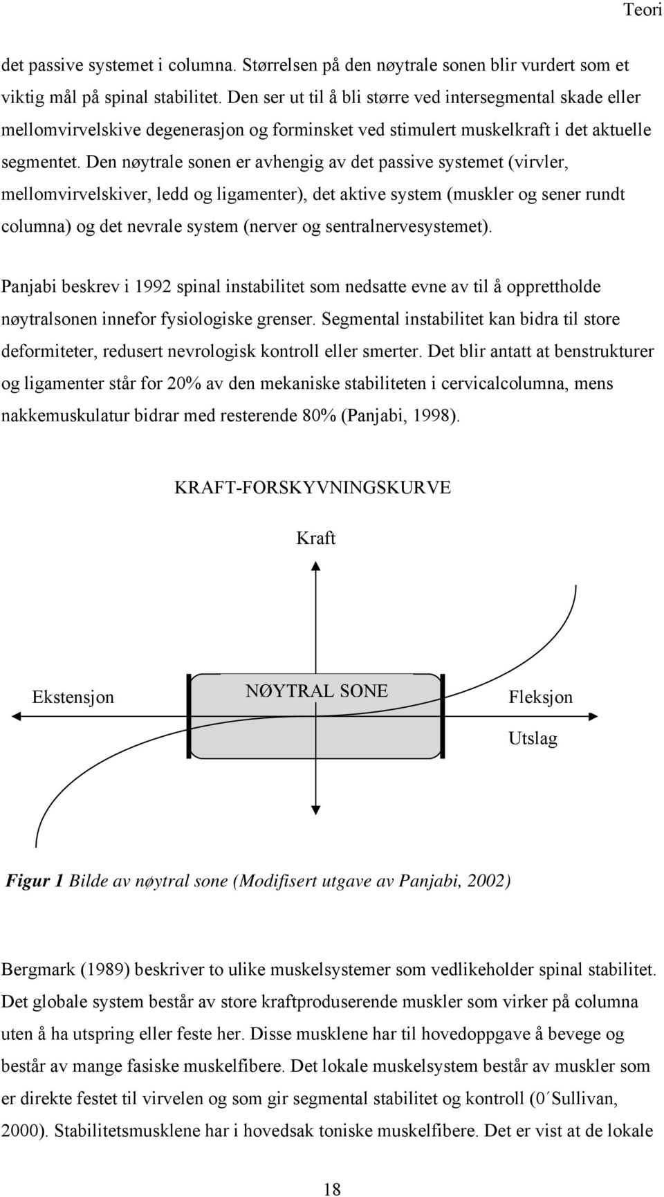 Den nøytrale sonen er avhengig av det passive systemet (virvler, mellomvirvelskiver, ledd og ligamenter), det aktive system (muskler og sener rundt columna) og det nevrale system (nerver og