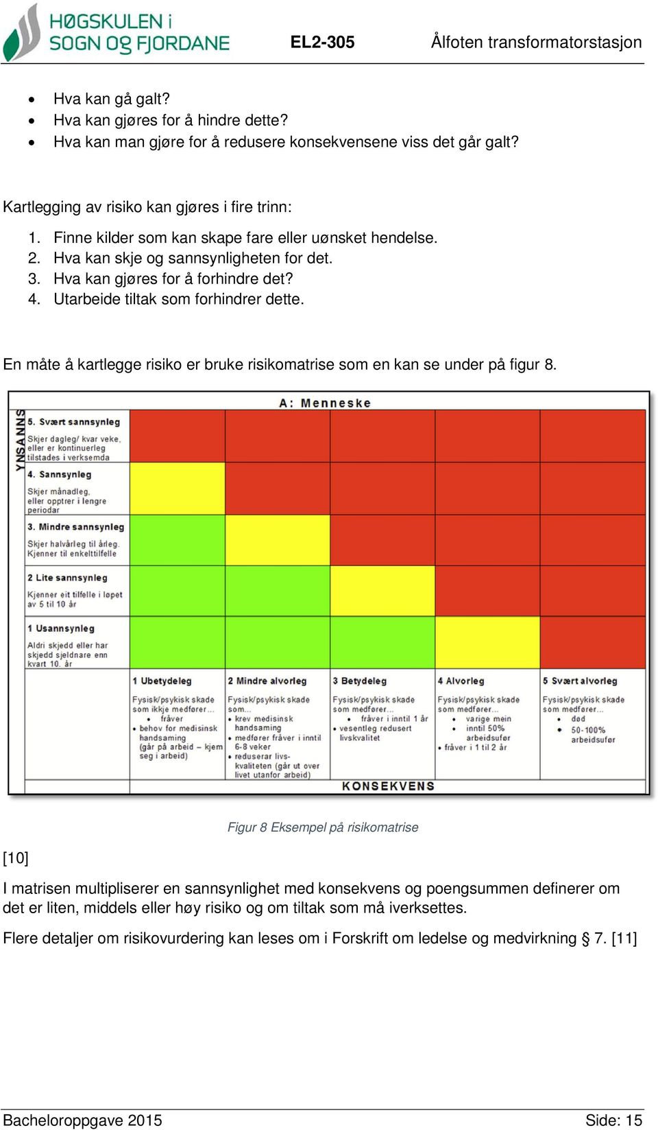 En måte å kartlegge risiko er bruke risikomatrise som en kan se under på figur 8.