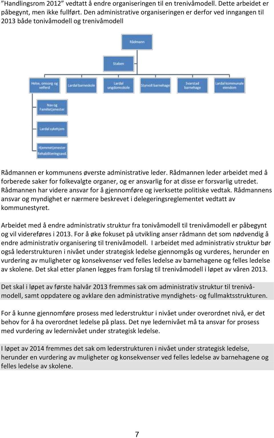 Rådmannen leder arbeidet med å forberede saker for folkevalgte organer, og er ansvarlig for at disse er forsvarlig utredet.